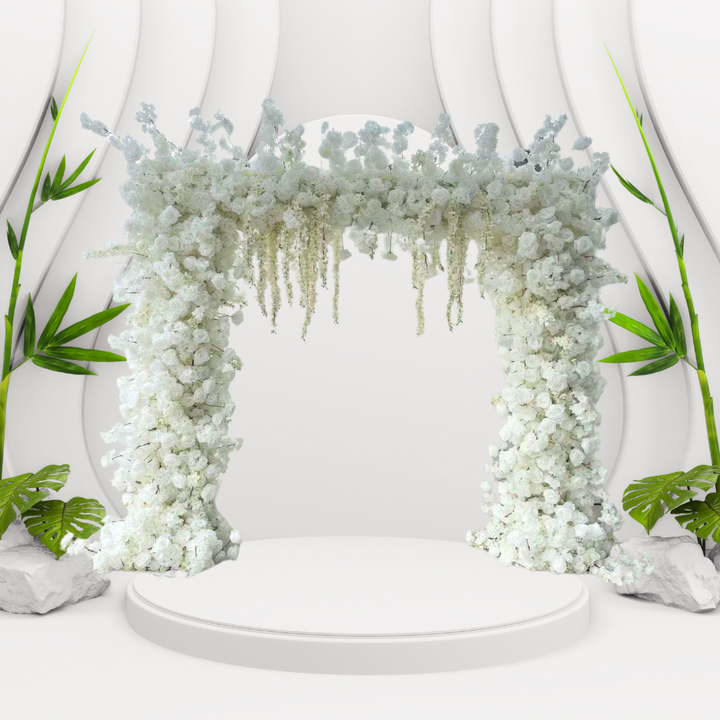 Leie, stor blomsterbue til bryllup, Hvit