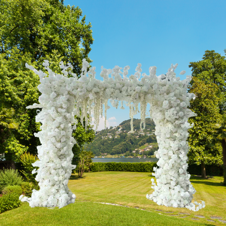 Leie, stor blomsterbue til bryllup, Hvit