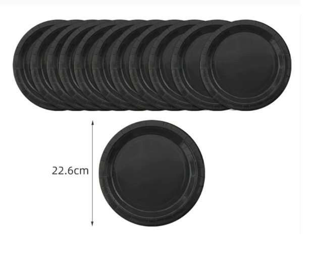 Papptallerken - Svart, 23 cm