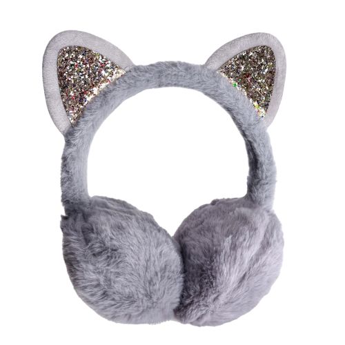 Twilight Kitty Plysj Ørevarmere - Sølv, Rosa, Brun og Beige