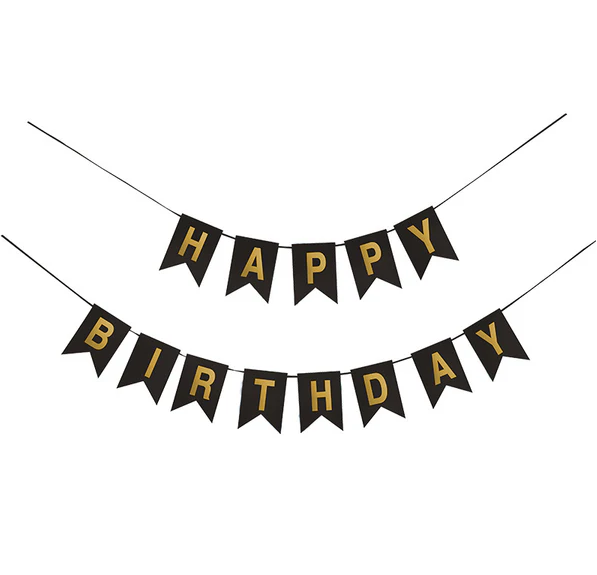 Happy birthdag banner - Svart