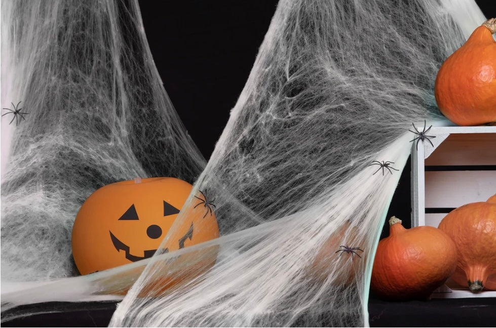 Halloween edderkoppnett, hvit 60g