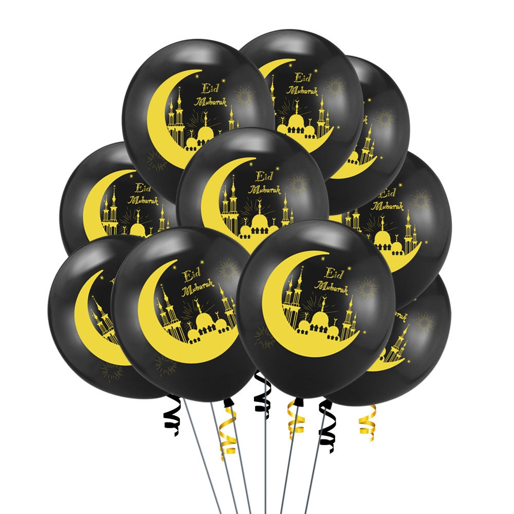 Eid Mubarak, Latex Ballonger, Svart- B, 10 stk