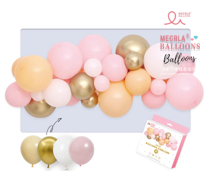 Mini Ballongbue - Rosa, gull, hvit og fersken