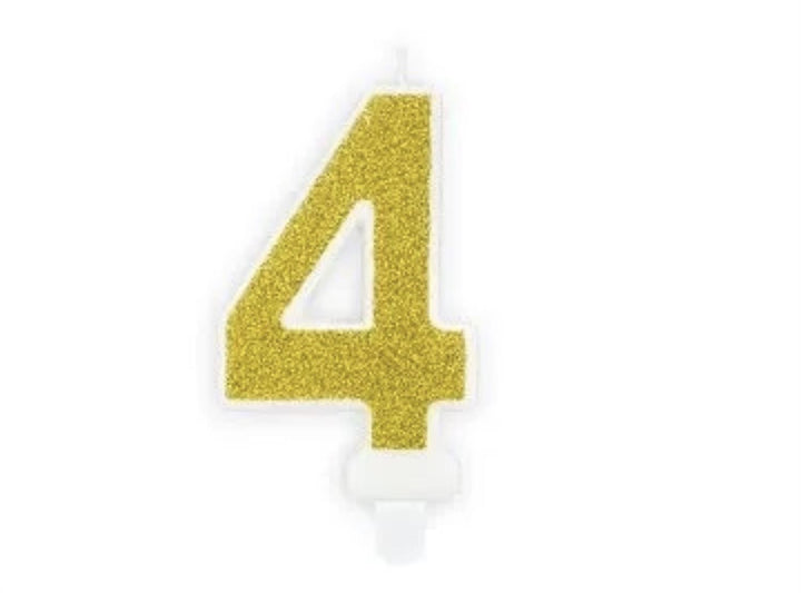 Kakelys nummer 0-9 gull glitter, 7 cm