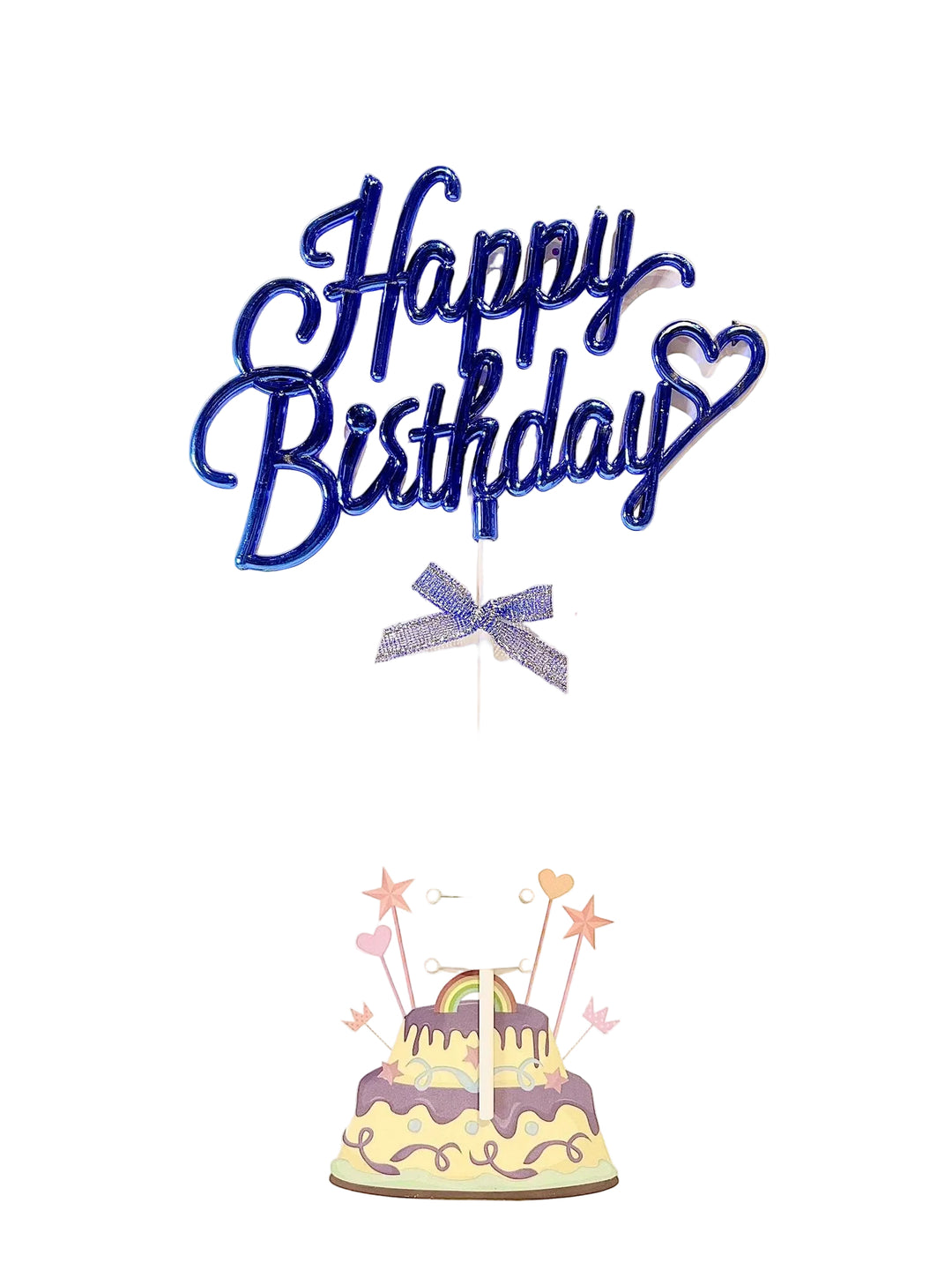 Happy Birthday Kaketopper - Mørk blå