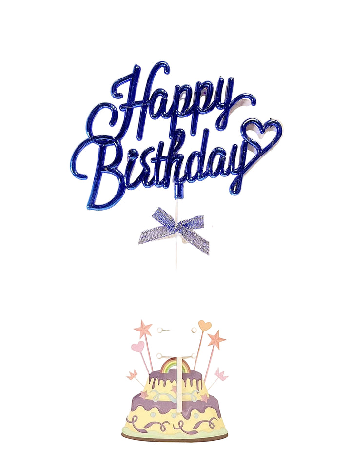 Happy Birthday Kaketopper - Mørk blå