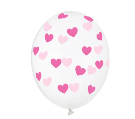 Ballonger - Transparent med rosa hjerter