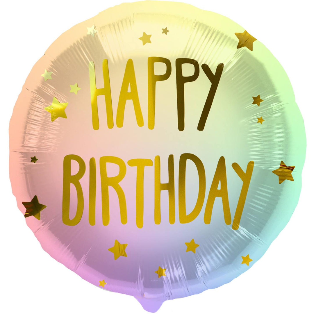 Folieballong - Happy Birthday Ombre farget