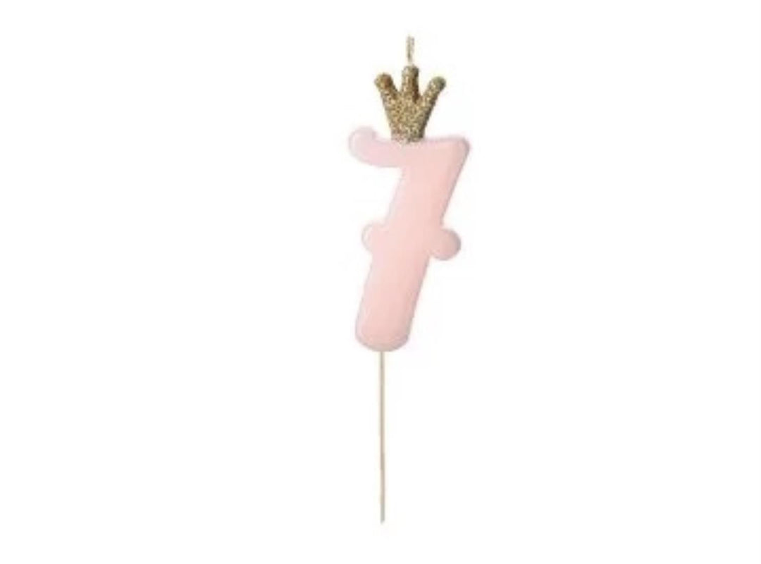 Kakelys nummer 0-9 rosa krone, 10 cm