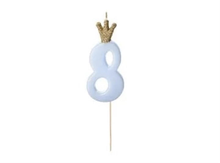 Kakelys nummer 0-9 blå krone, 10 cm