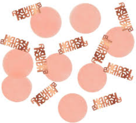 Bordkonfetti Happy birthday - Dus rosa og rosegull