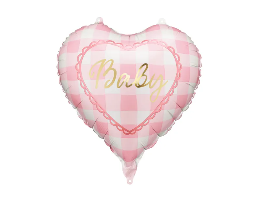 Hjerteformet Folieballong - Baby, rosa