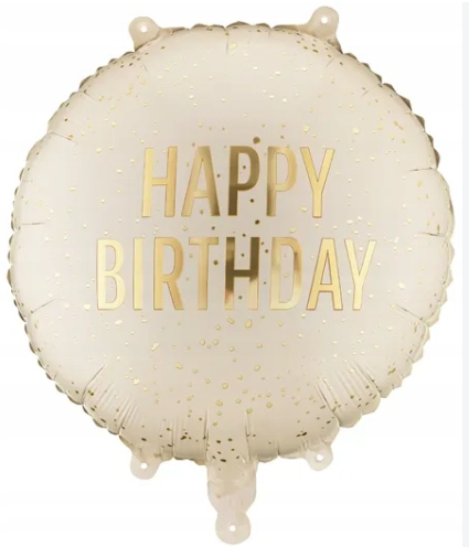 Folieballong - Happy Birthday, Beige