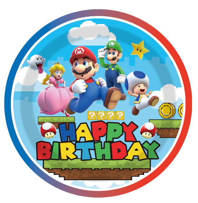 Papptallerken 10 stk - Super Mario