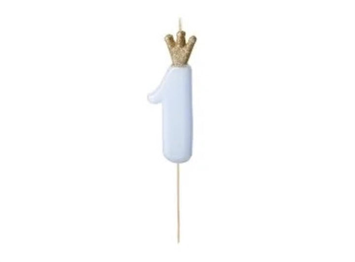 Kakelys nummer 0-9 blå krone, 10 cm