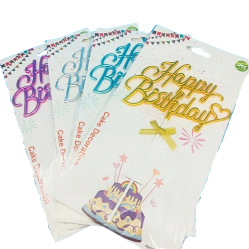 Kake topper Happy birthday - Lilla