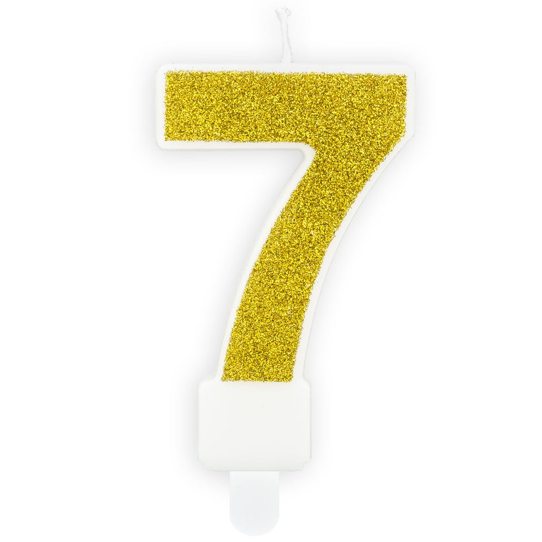 Kakelys - Nummer 7, Gull glitter 7 cm