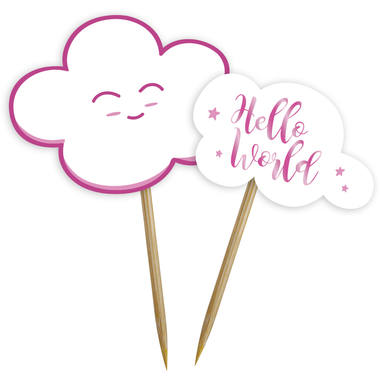 Kakepynt - Hello World Rosa