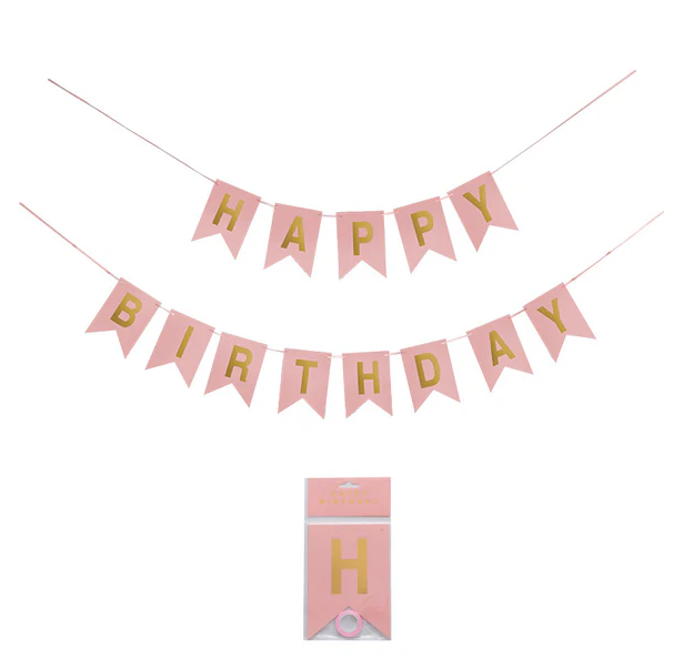 Happy birthdag banner - Lys rosa