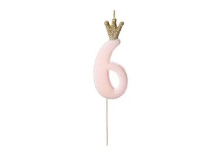 Kakelys nummer 0-9 rosa krone, 10 cm