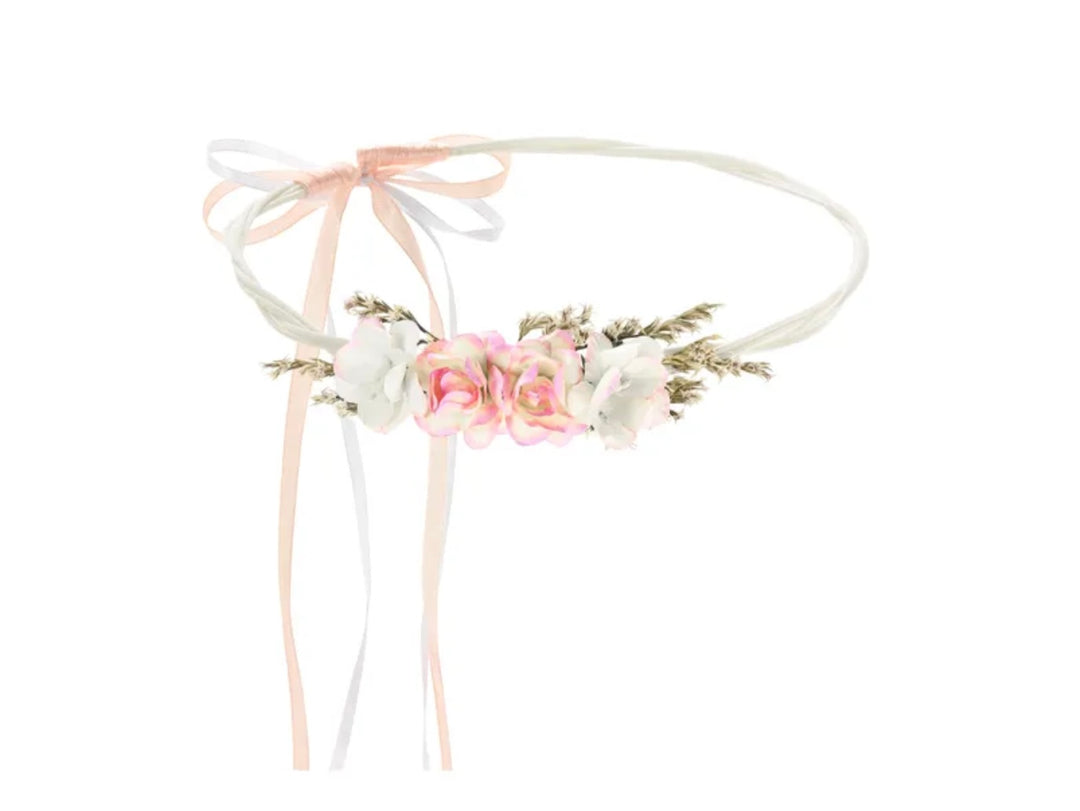 Blomster krans, rosa, 18cm