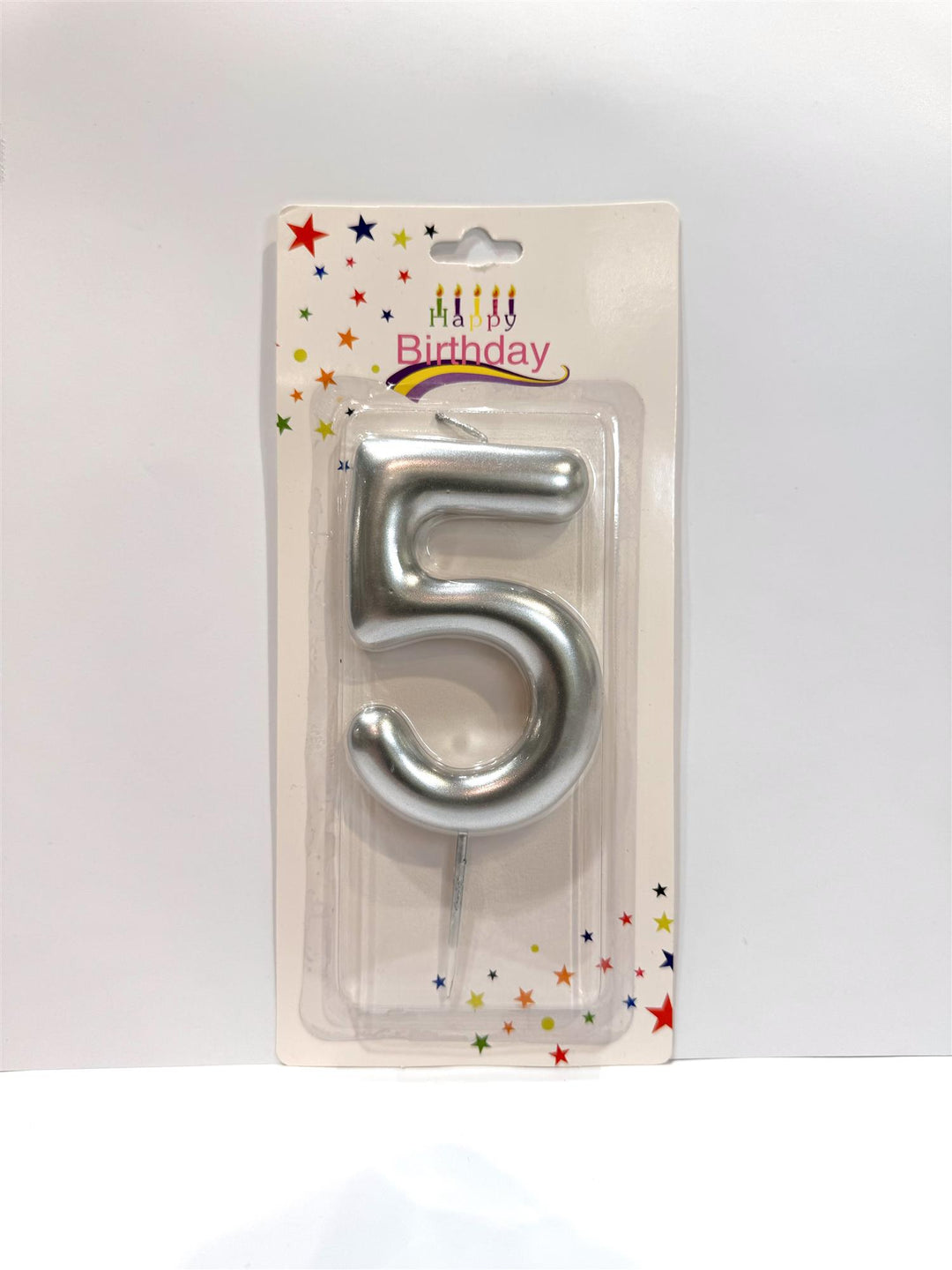 Kake lys nummer 5 sølv 9 cm