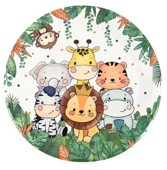 Papptallerken - Jungeldyr 22,8cm