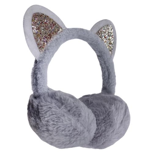 Twilight Kitty Plysj Ørevarmere - Sølv, Rosa, Brun og Beige