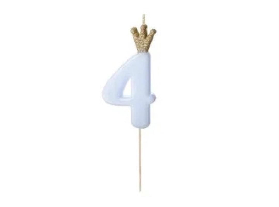 Kakelys nummer 0-9 blå krone, 10 cm