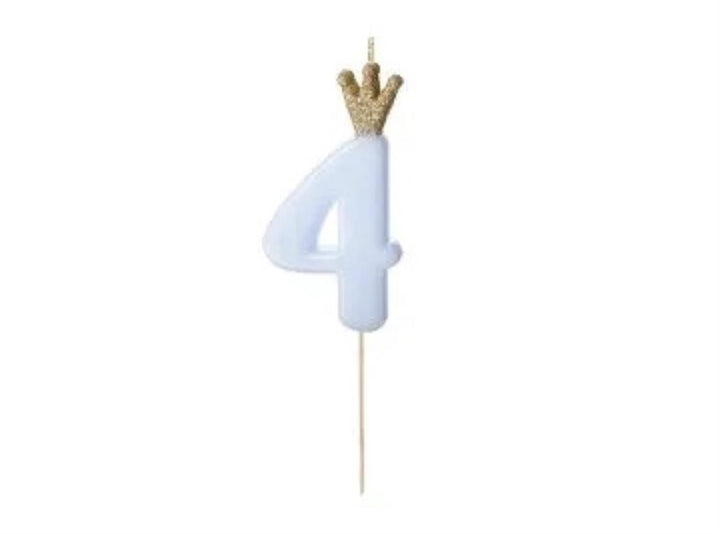 Kakelys nummer 0-9 blå krone, 10 cm
