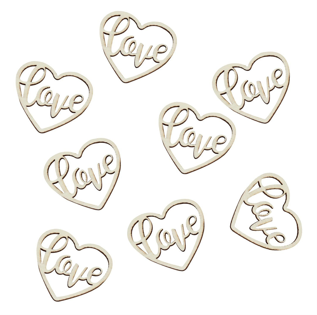 Wooden Heart Love Confetti - Rustikk land