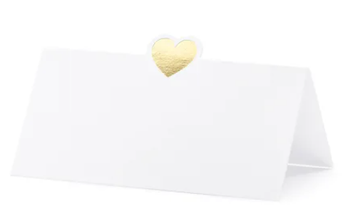 Bordkort - gull Hjerte