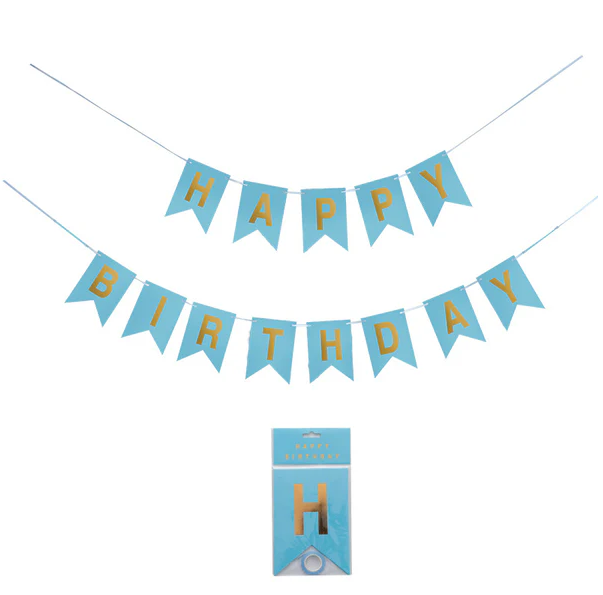 Happy birthdag banner - Lys blå