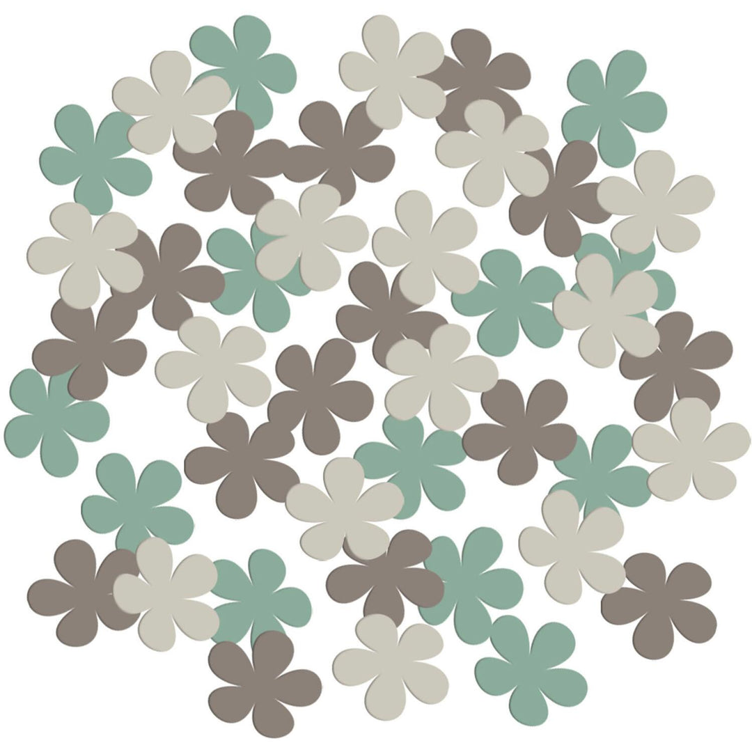 Bordkonfetti Papirblomster - Grønn, brun og beige