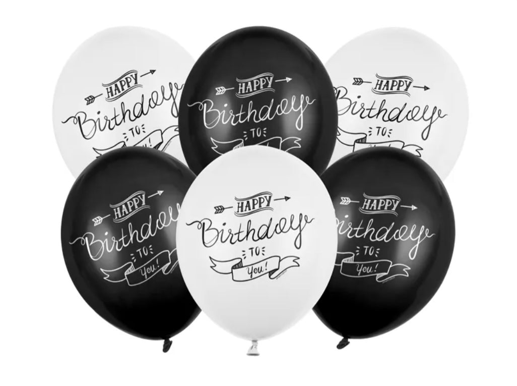Sterke Ballonger - Happy Birthday to you Svart og Hvit