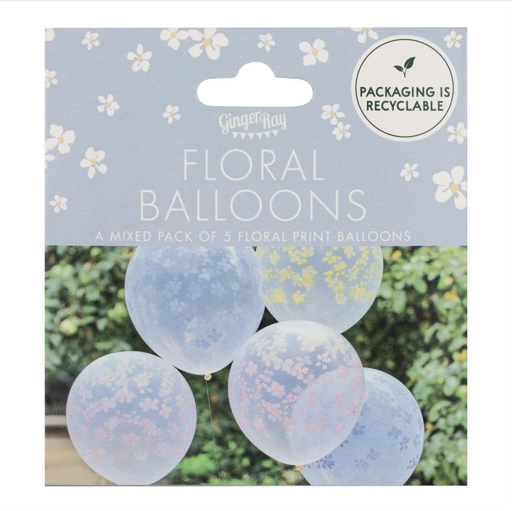 Pastelltrykte blomsterballonger