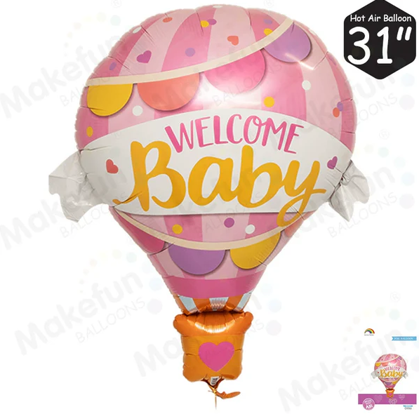 Welcome Baby - Folieballong, Rosa