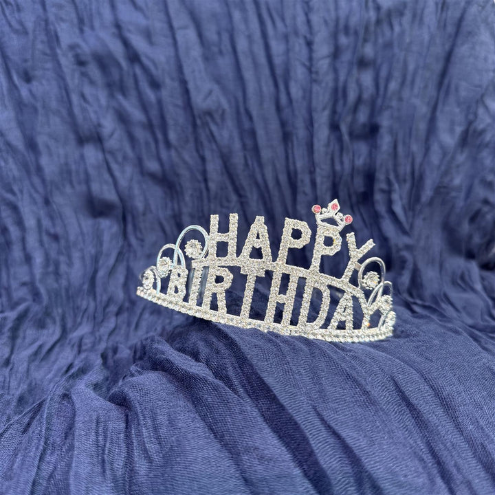 Diamante Tiara Happy Birthday - Sølv