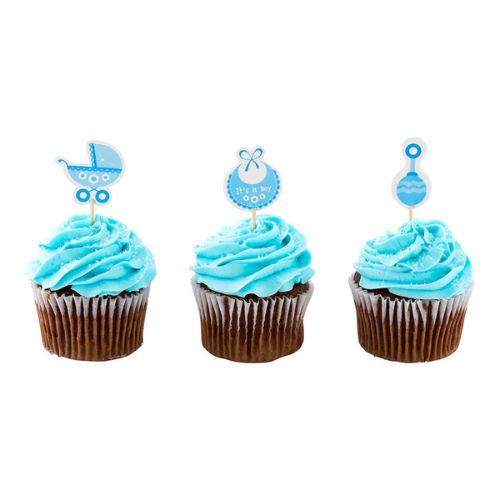 Blått Papir Baby Shower Kake Topper - Gutt