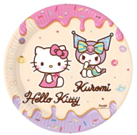 Hello kitty og Kuromi - Papp fat 23 cm