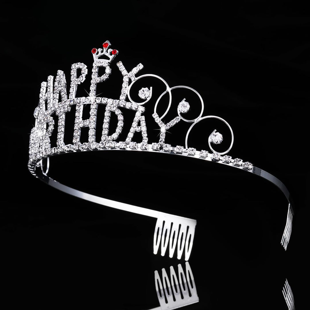 Diamante Tiara Happy Birthday - Sølv