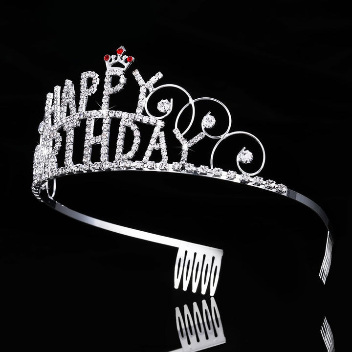 Diamante Tiara Happy Birthday - Sølv