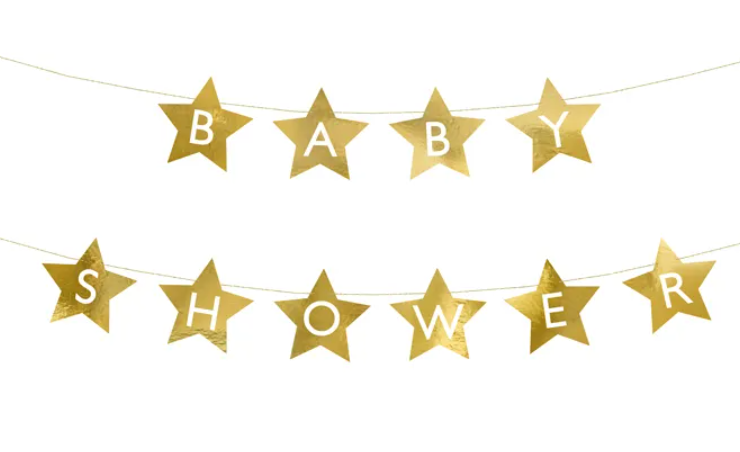 Banner - Babyshower, stjerne, gull