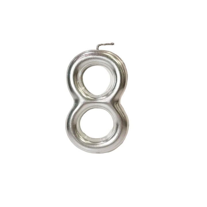 Kakelys nummer 0-9 sølv, 9 cm