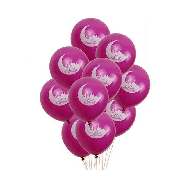 Latex Ballong - Eid Mubarak Rosa med Måne (10stk)