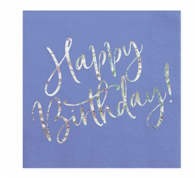 Happy birthday servietter - Lyseblå