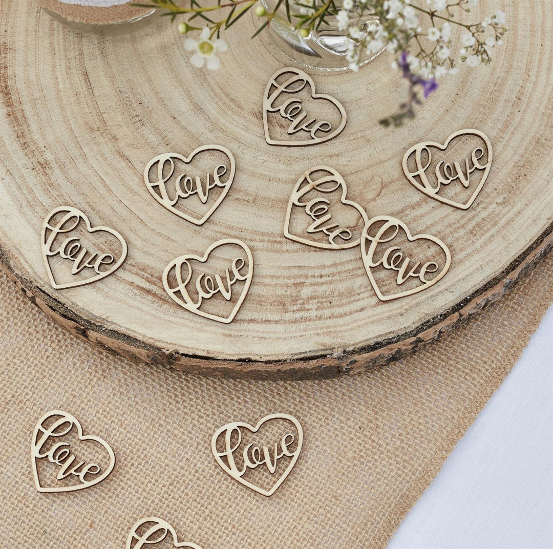 Wooden Heart Love Confetti - Rustikk land