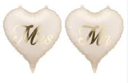 Hjerteformet Folieballong - Mr & Mrs