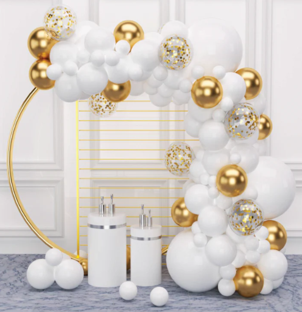 Ballongbue - Hvit og gull